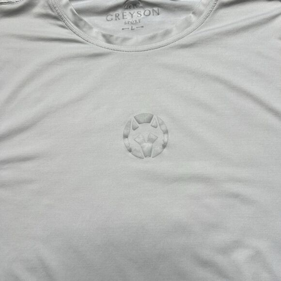 Greyson Guide Sport Mens Large Gray Short Sleeve Performance T Shirt Center Logo - Picture 2 of 8